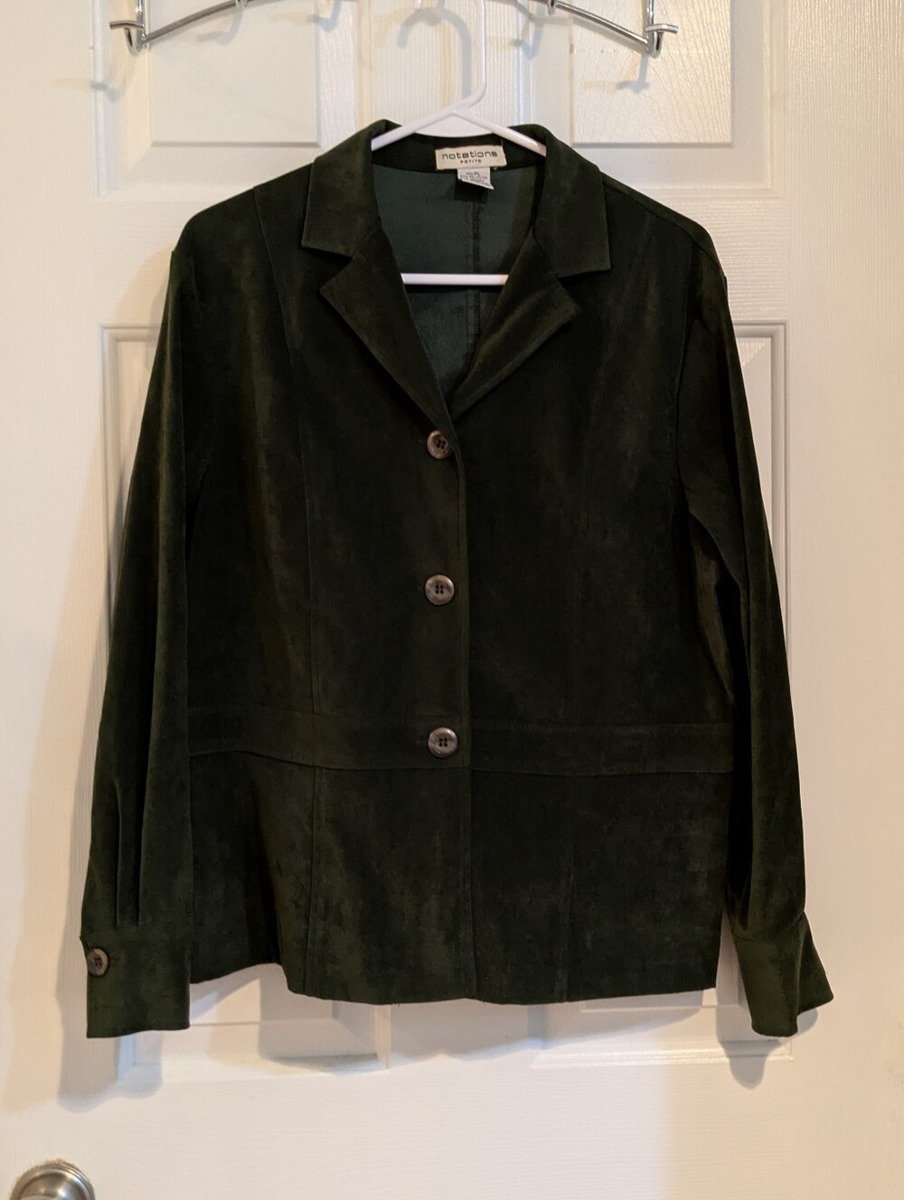 Notations Forest Green Suede Button Jacket